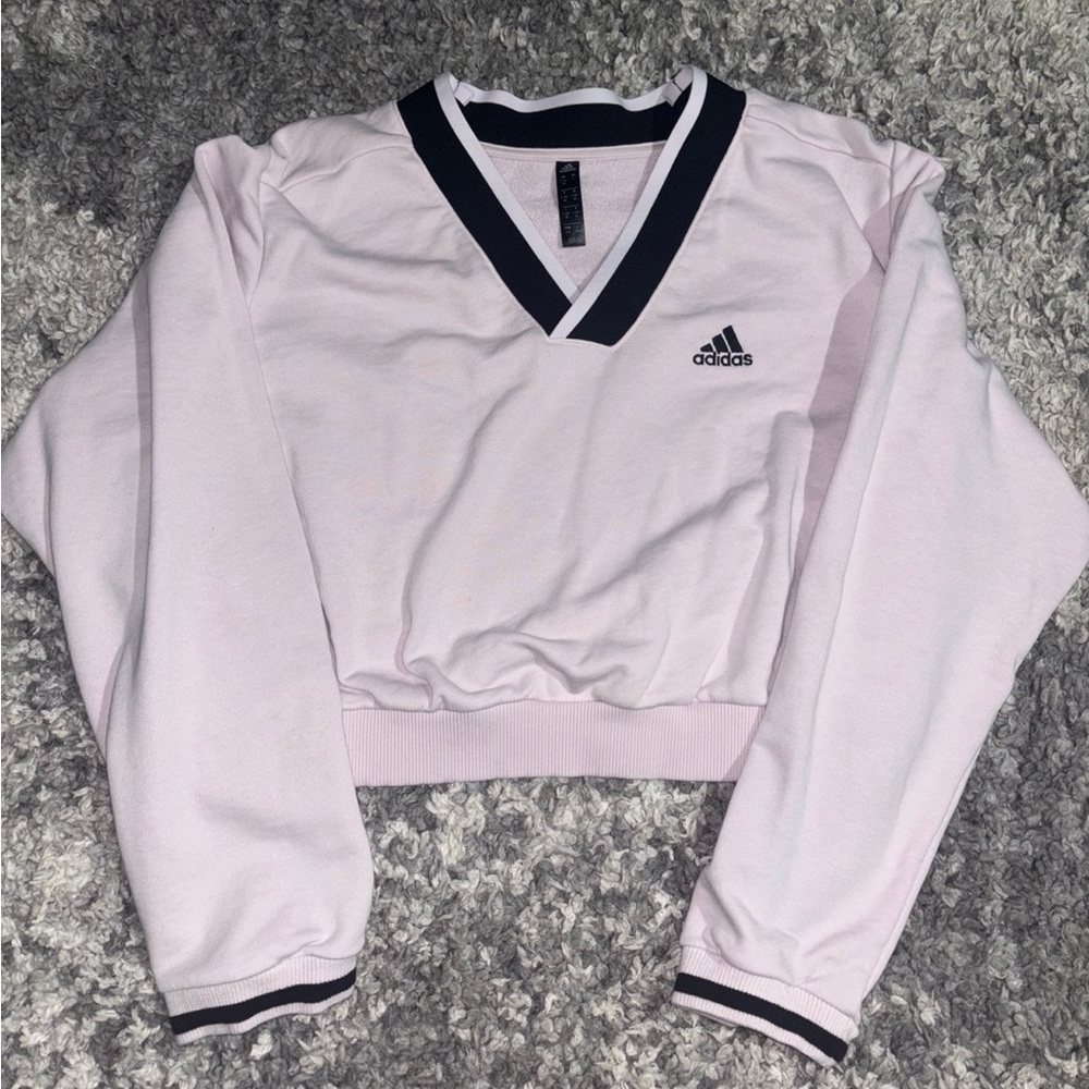 Adidas cropped v-neck long sleeve shirt.